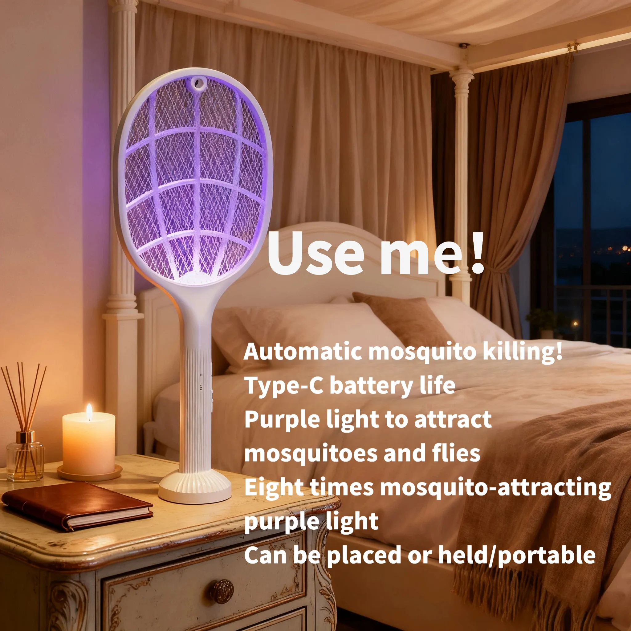 Smart Home Simple - 2-in-1 Smart Bug Zapper Racket w/