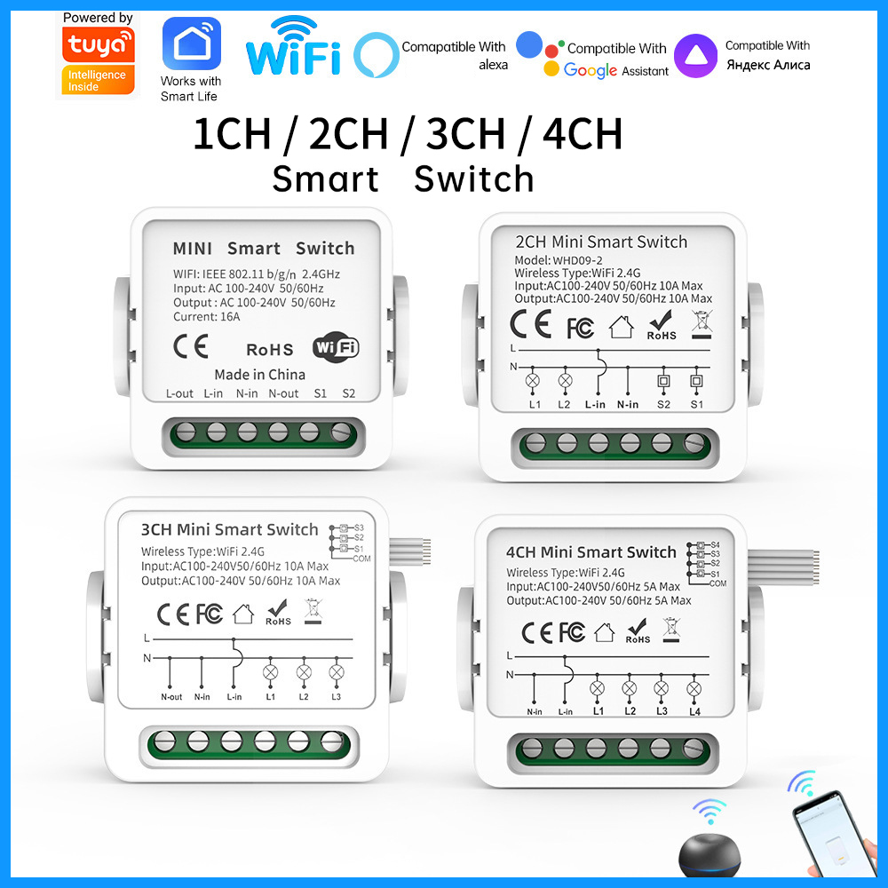 Tuya WiFi Smart Switch 1/2/3/4 - Smart Home Simple reseña y precio