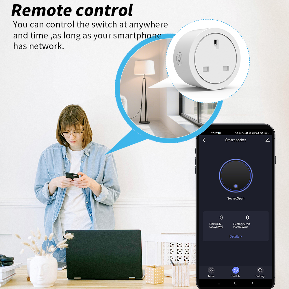 WiFi Smart Socket 16A UK plug  - Smart Home Energy App reseña y precio