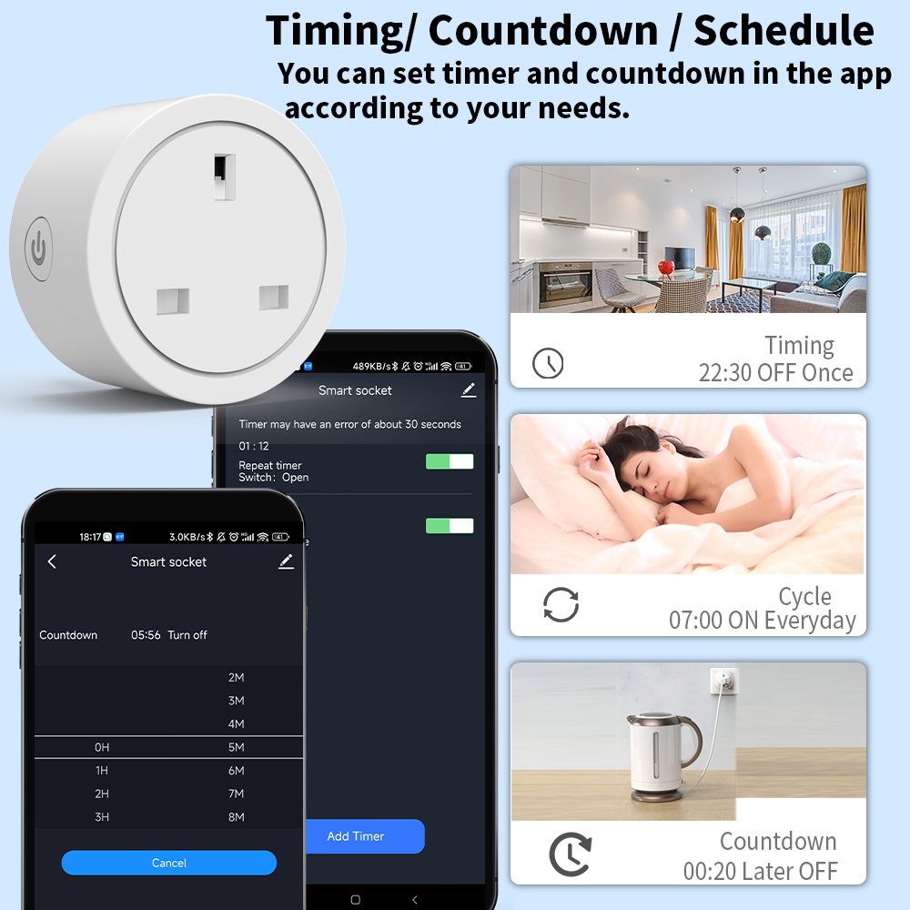 WiFi Smart Socket 16A UK plug  - Smart Home Energy App reseña y precio