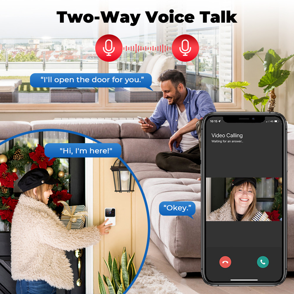 WiFi Video Doorbell Wireless P - Smart Home Video Doorbell Enhanced Security With Smart Doorbell reseña y precio