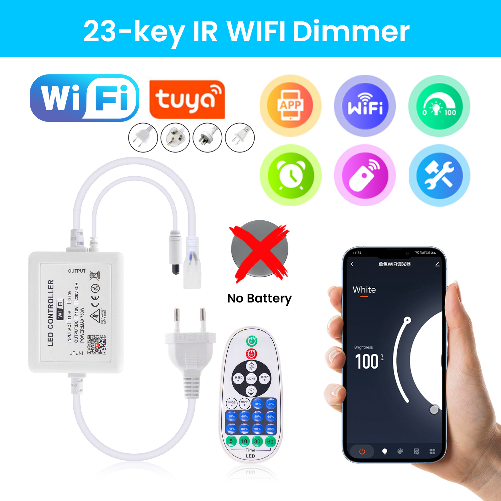 Tuya WIFI LED Dimmer for 10mm  - Smart Power Strip reseña y precio
