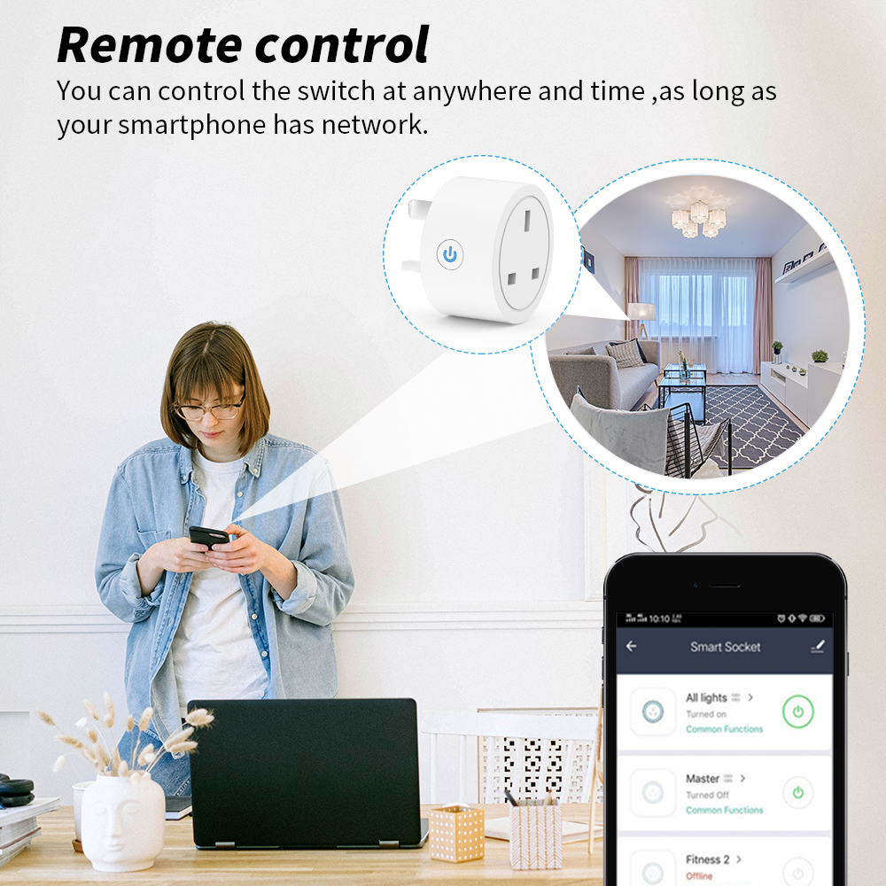20A Tuya WiFi Smart UK Plug So - Smart Home Energy App reseña y precio