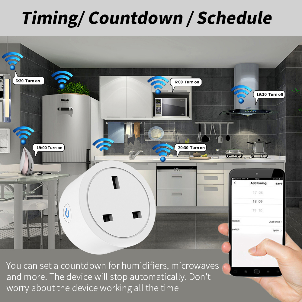 20A Tuya WiFi Smart UK Plug So - Smart Home Energy App reseña y precio