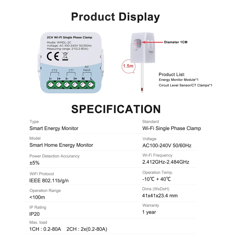 Tuya WiFi Smart Energy Meter S - Smart Home Energy App reseña y precio
