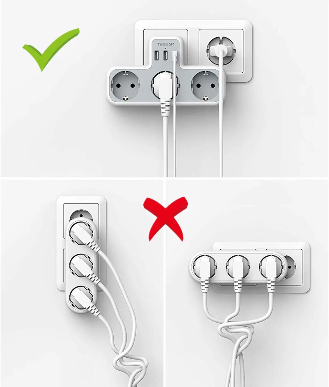 TESSAN EU Plug Power Strip wit - Smart Power Strip reseña y precio