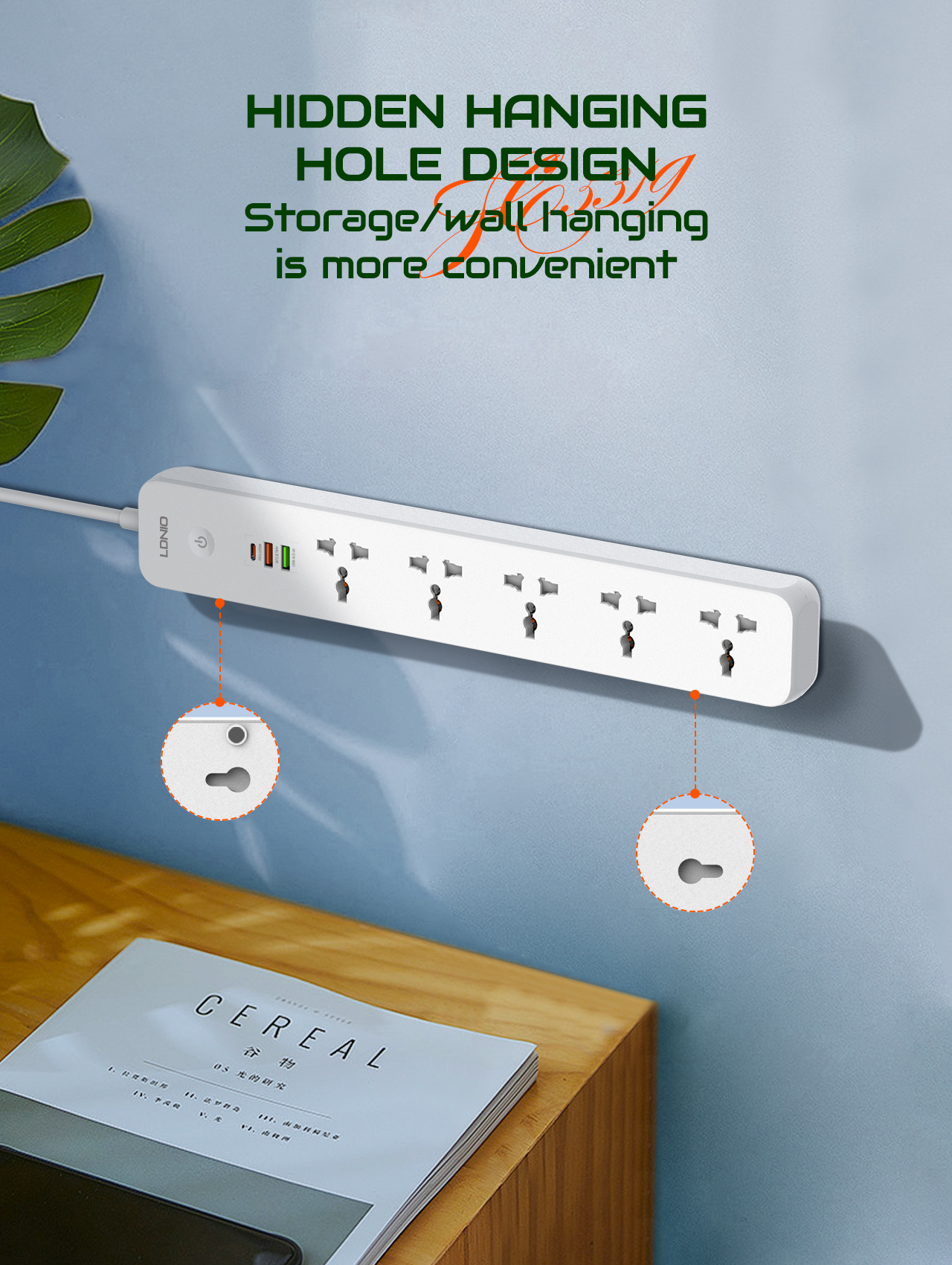 LDNIO 2500W Power Strip with 5 - Smart Power Strip reseña y precio