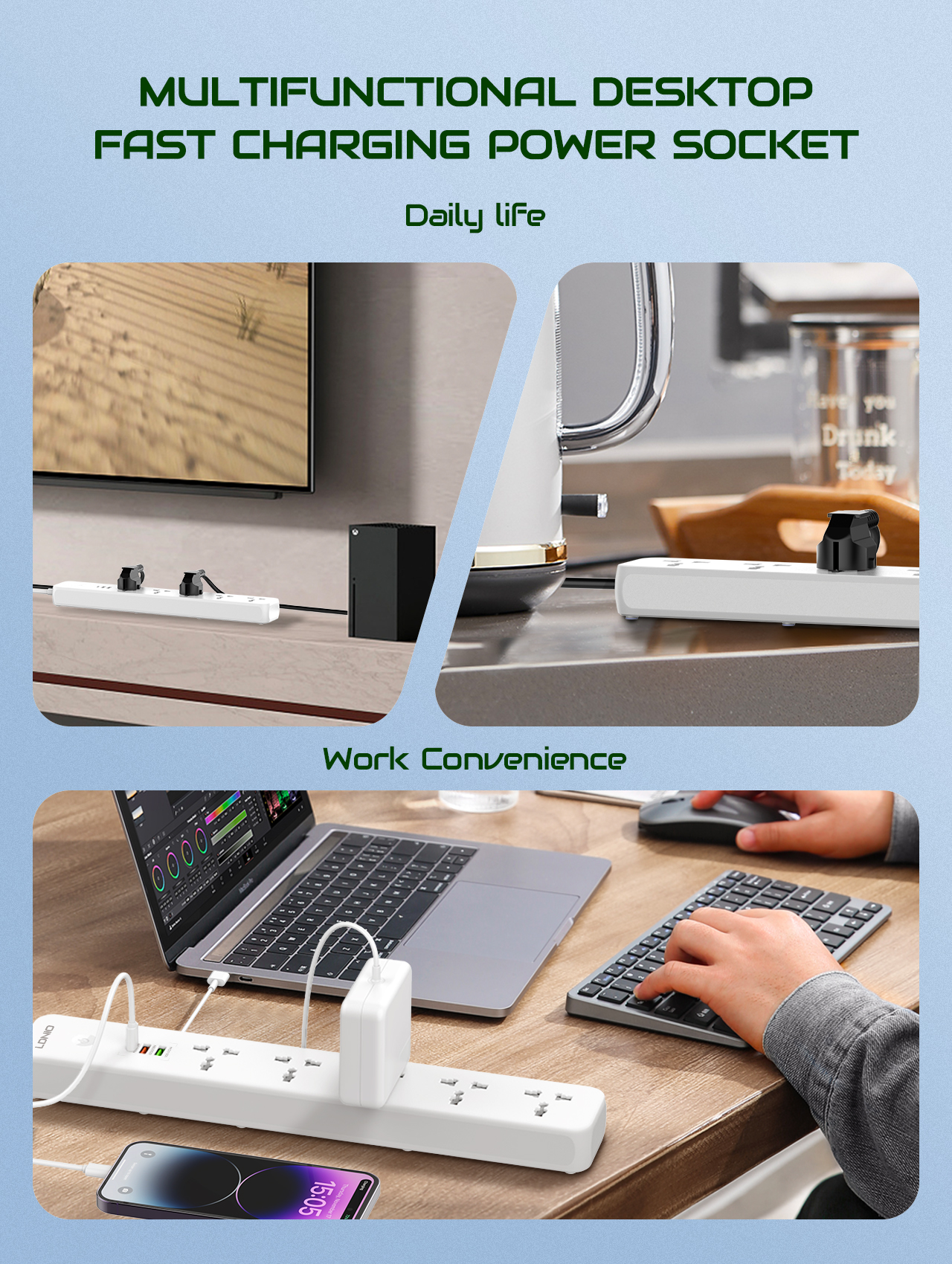 LDNIO 2500W Power Strip with 5 - Smart Power Strip reseña y precio